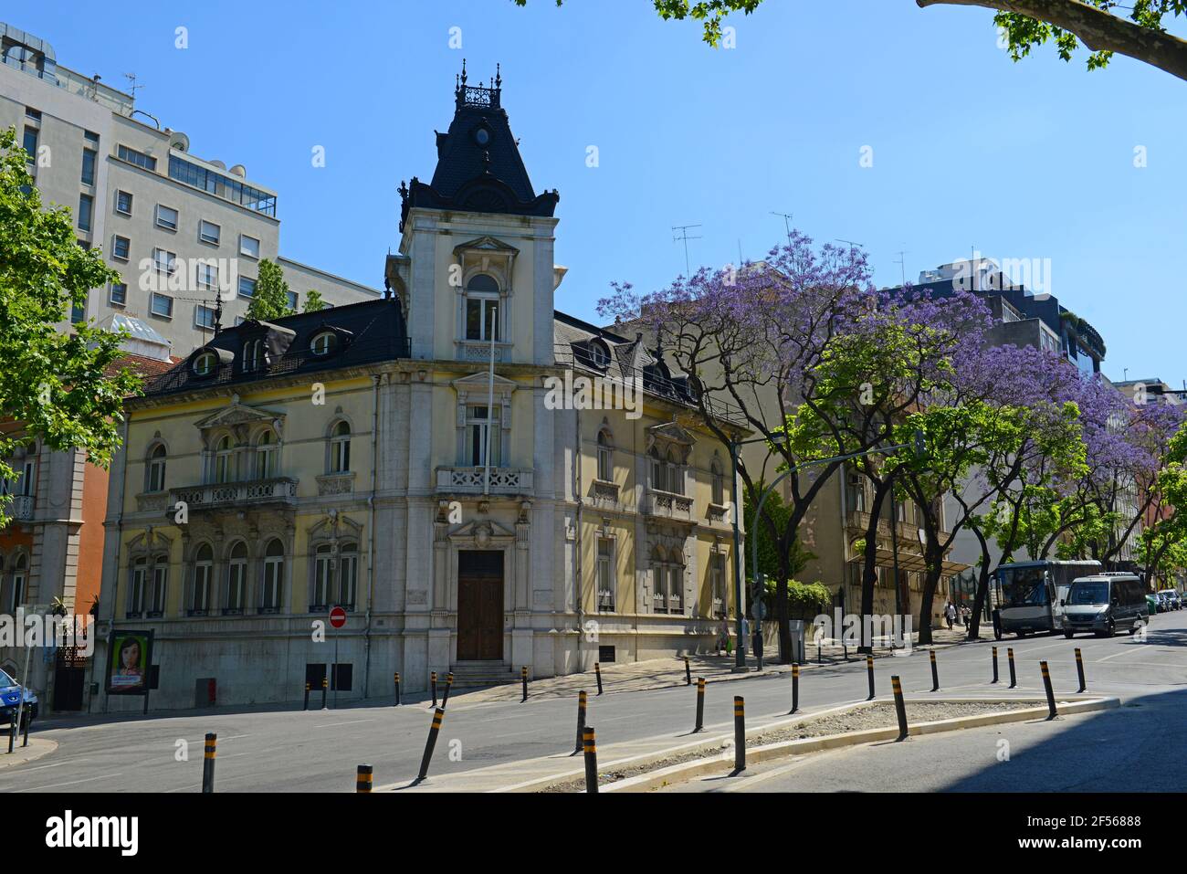 Bâtiment historique de l'Avenida da Liberdade à la Rua Barata Salgueiro dans le centre-ville de Lisbonne, Portugal. Banque D'Images