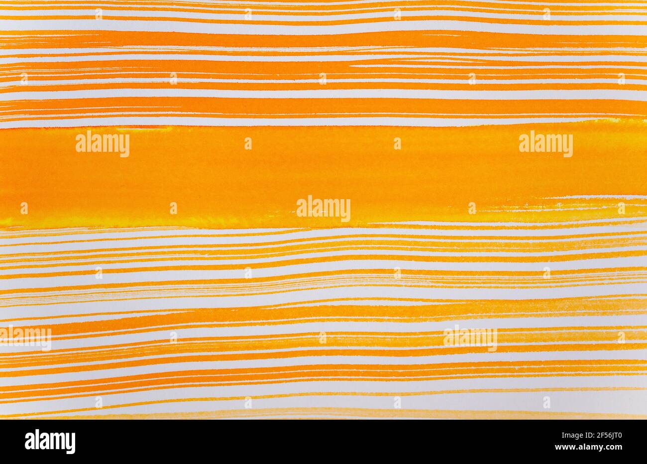 Résumé lignes orange aquarelle sur papier blanc Banque D'Images