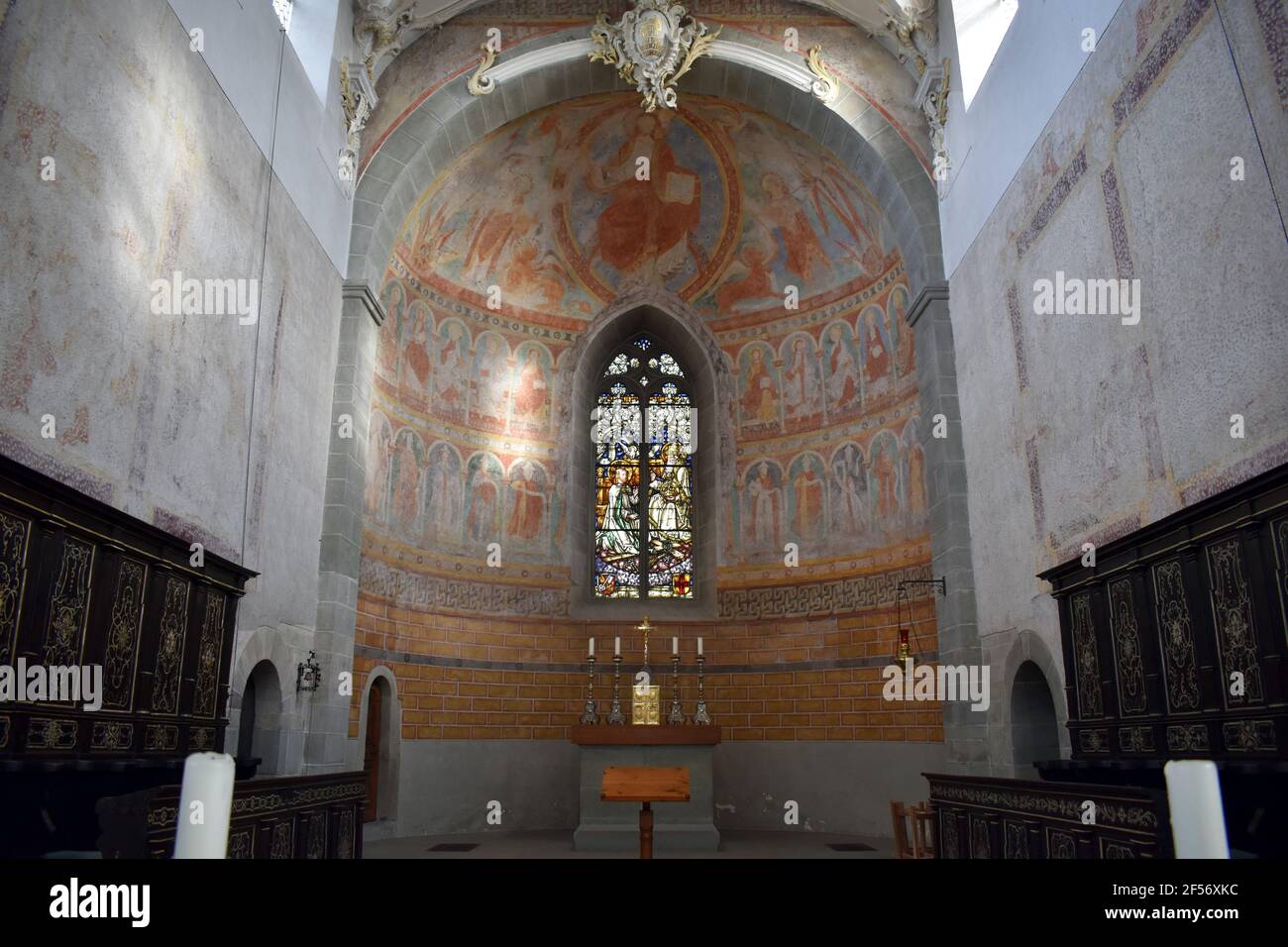 Église du XVe siècle de Saint Pierre et Paul sur l'île de Reichenau. Autel haut. Banque D'Images