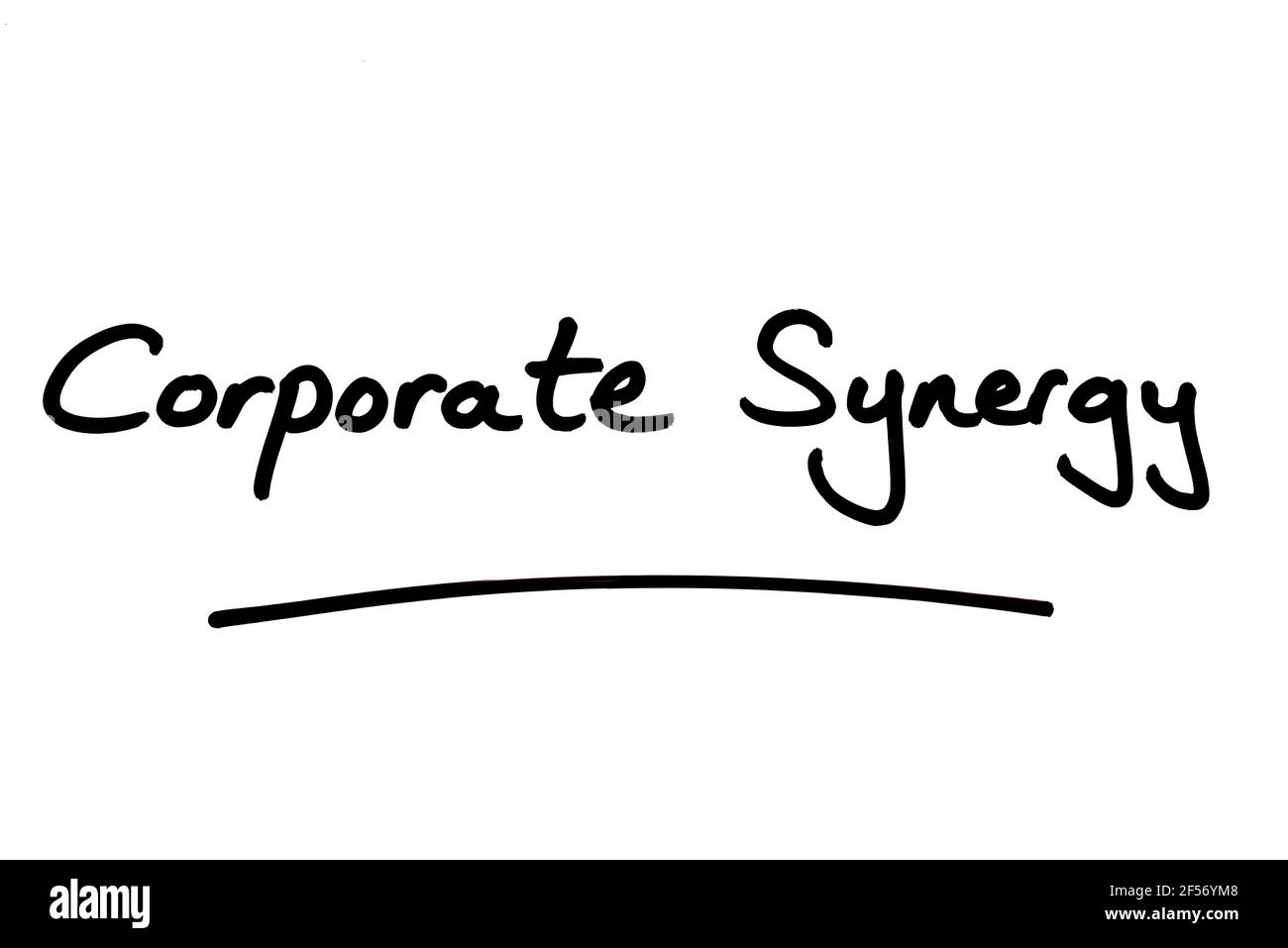 Corporate Synergy, manuscrit sur fond blanc. Banque D'Images