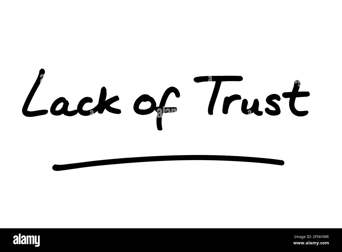 Manque de confiance, manuscrit sur fond blanc. Banque D'Images