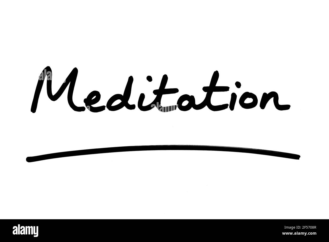 Méditation manuscrite sur fond blanc. Banque D'Images