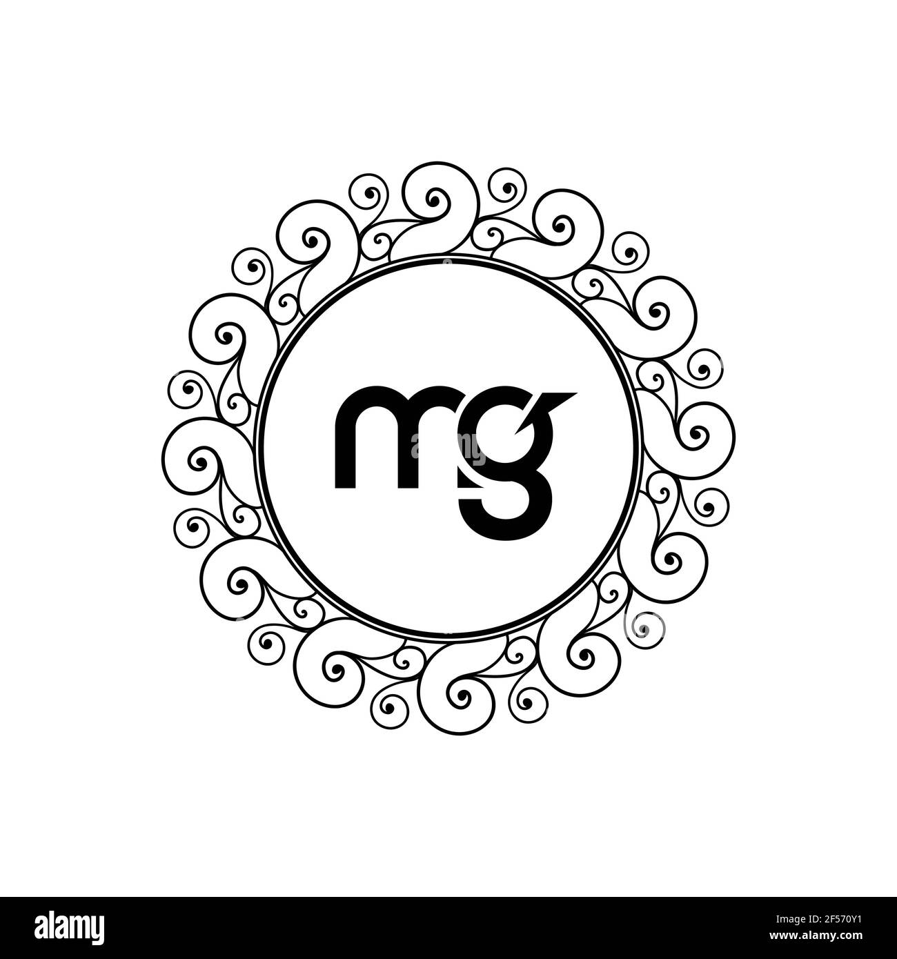 LOGO lettre MG. Lettres initiales DE l'icône du logo MG. Lettre abstraite MG M G modèle de logo minimal. Vecteur lettre M G avec couleurs noires. Banque D'Images