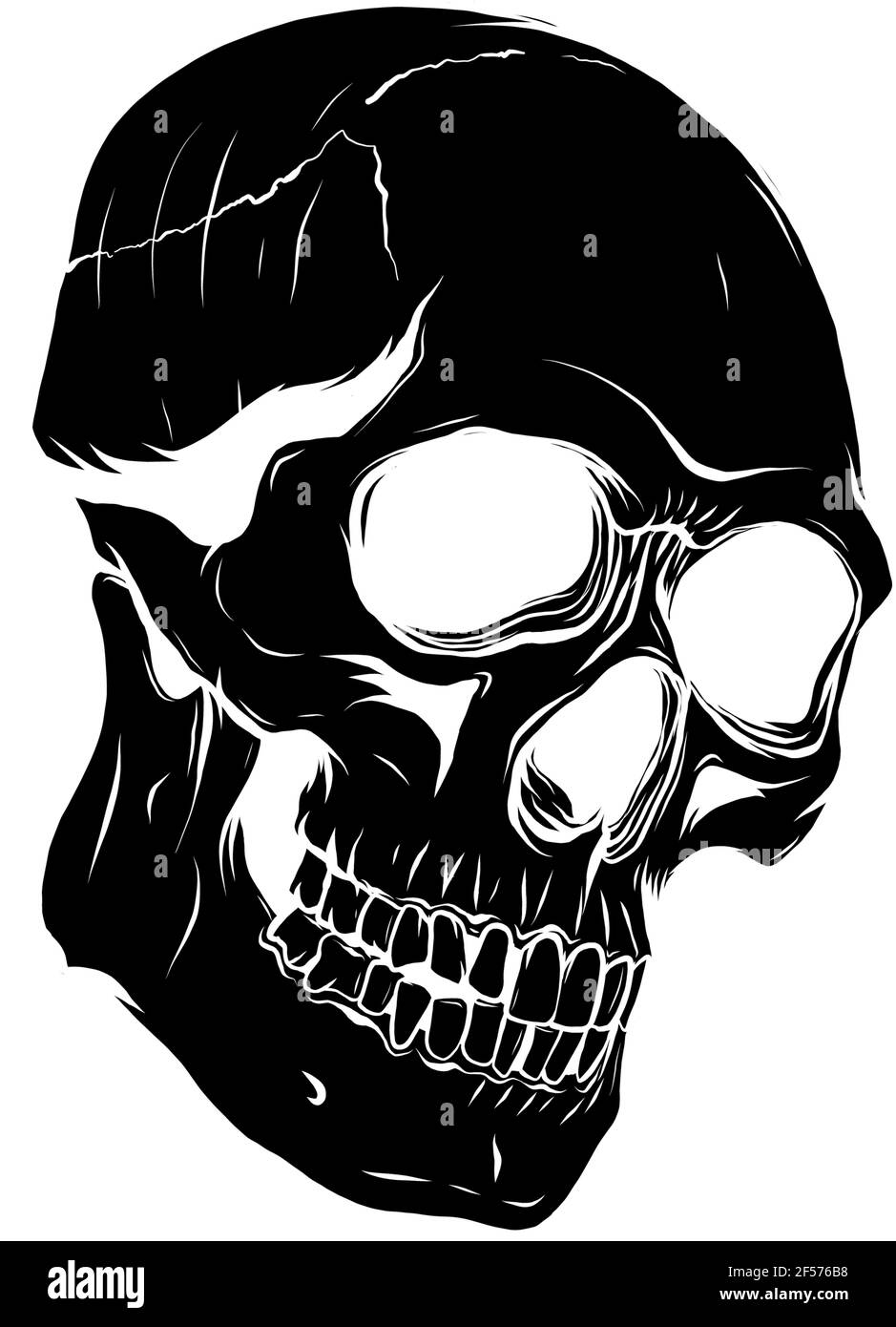 Silhouette noire du crâne d'Halloween avec image vectorielle de marionnettes Illustration de Vecteur