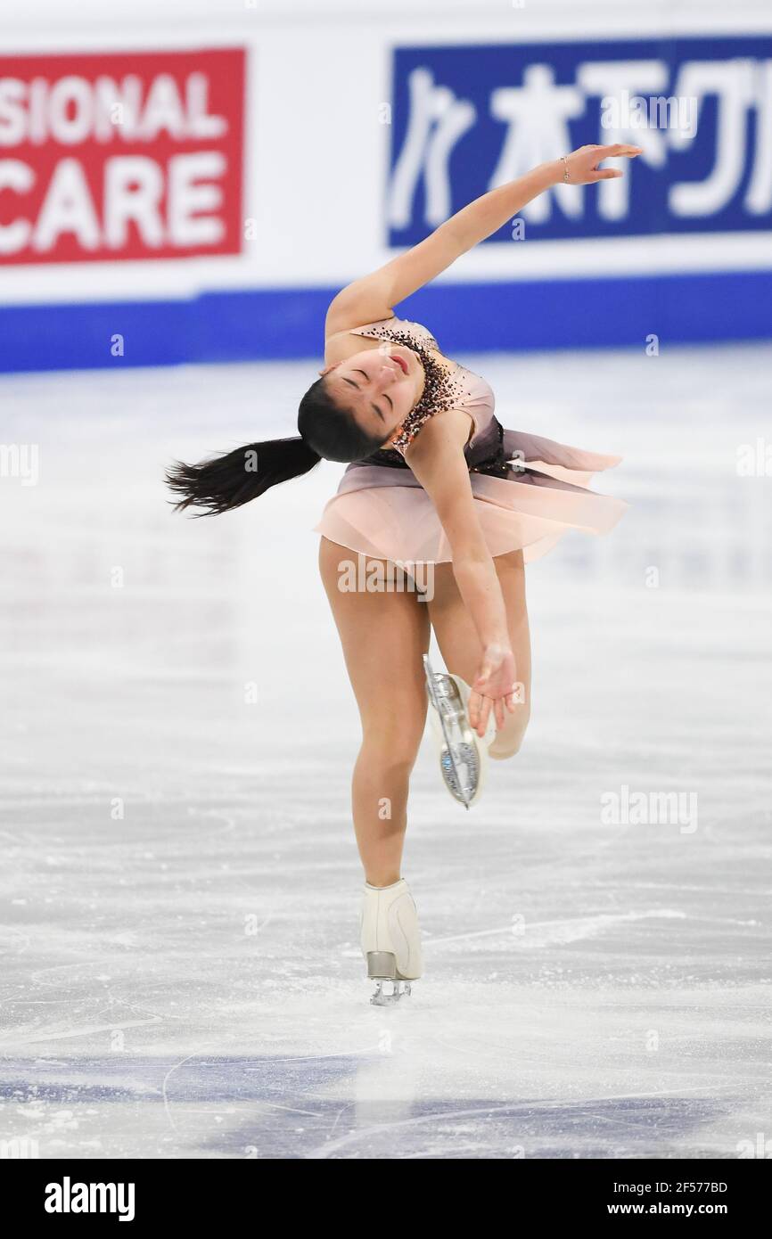 Kaori SAKAMOTO JPN, pendant le programme Ladies Short aux Championnats du monde de patinage artistique 2021 de l'UIP à Ericsson Globe, le 24 mars 2021 à Stockholm, Suède. Credit: Raniero Corbelletti/AFLO/Alay Live News Banque D'Images