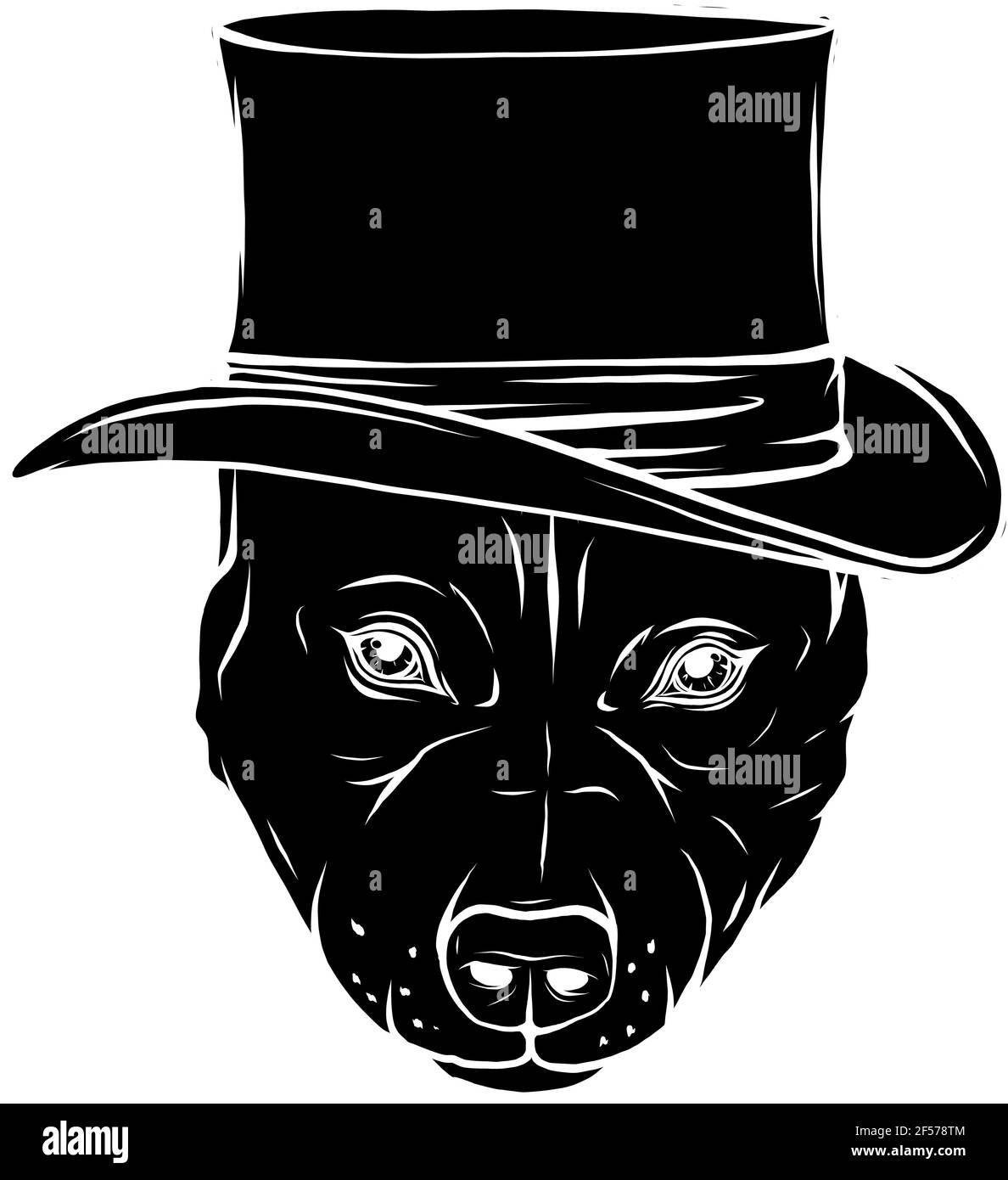 silhouette noire de chien de pitbull avec motif d'illustration de chapeau vectoriel Illustration de Vecteur