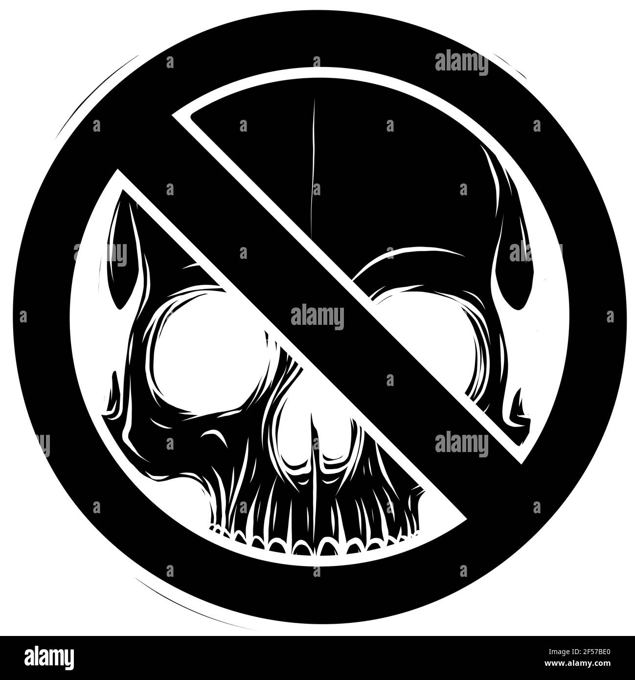 Silhouette noire de l'icône du crâne d'avertissement interdit. Illustration vectorielle Illustration de Vecteur