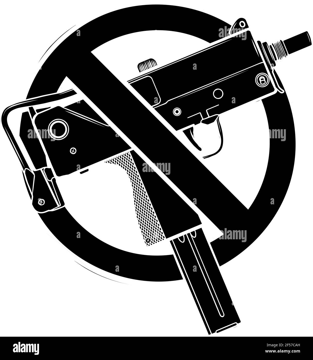 silhouette noire de l'illustration vectorielle aucune arme à feu ou arme à feu autorisée Illustration de Vecteur