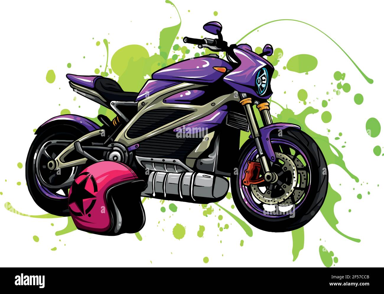 Silhouette noire de moto rose avec helme Illustration de Vecteur