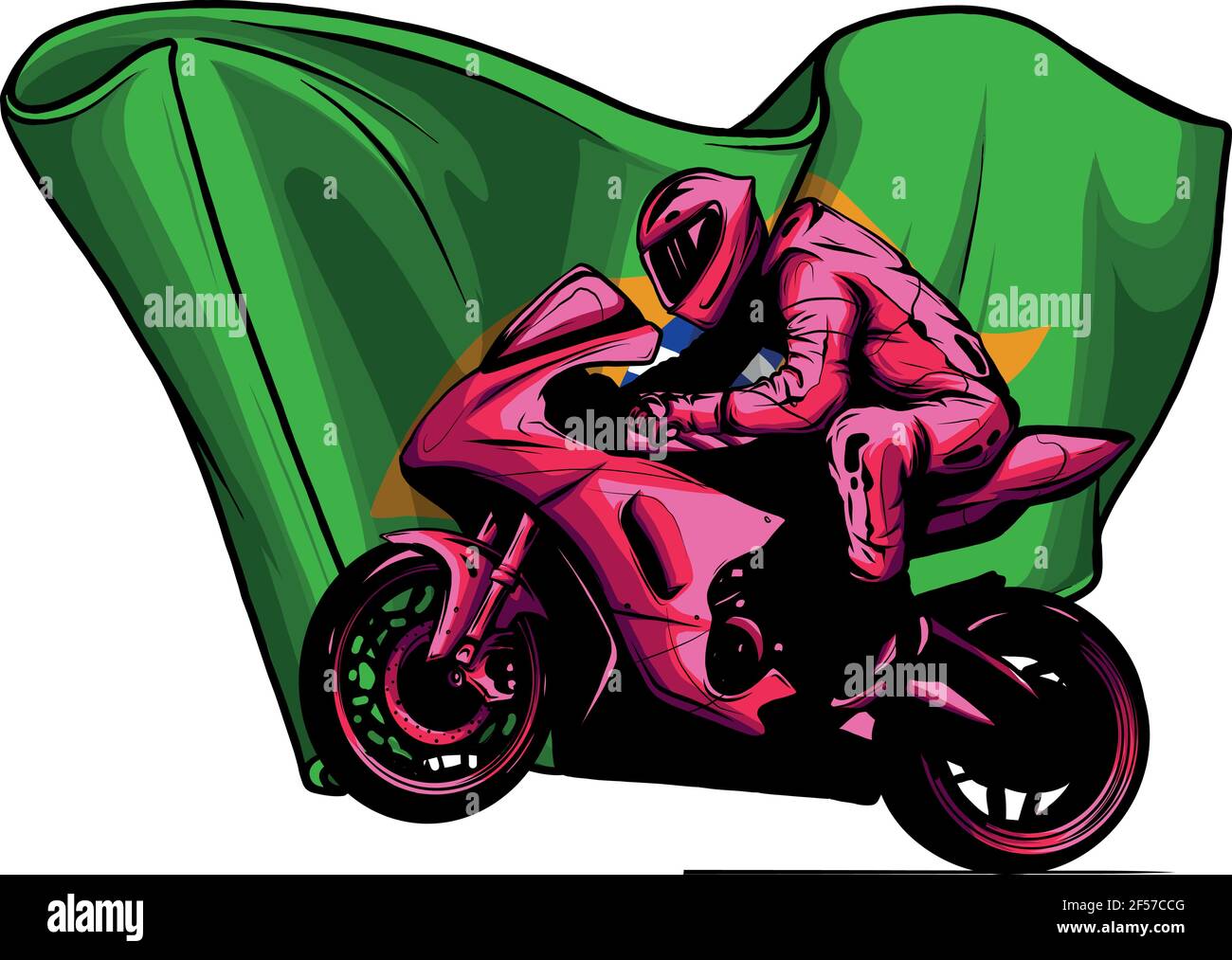 coureur automobile en virage avec vecteur drapeau brésilien Illustration de Vecteur