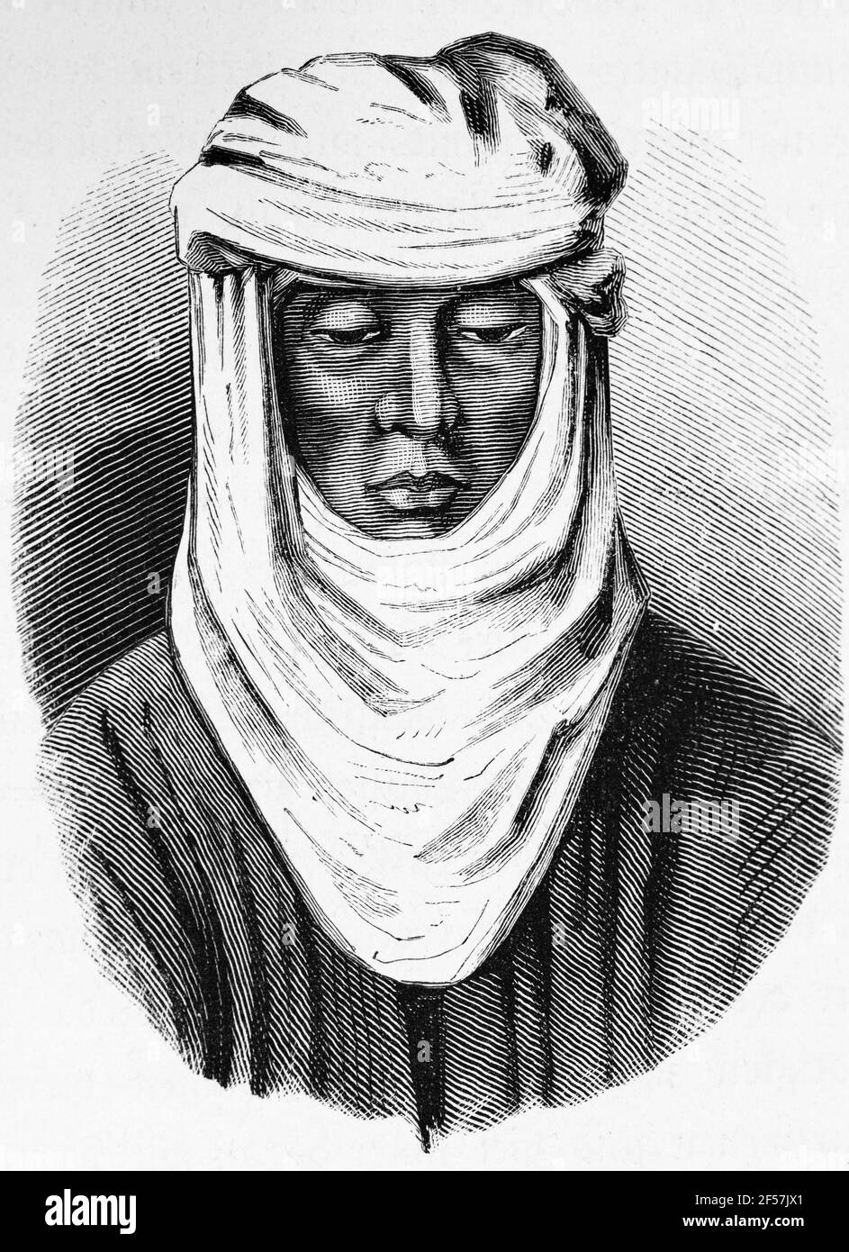 Femme de Kokand en Ouzbékistan, gravure de bois, Wien. Leipzig 1881 Banque D'Images
