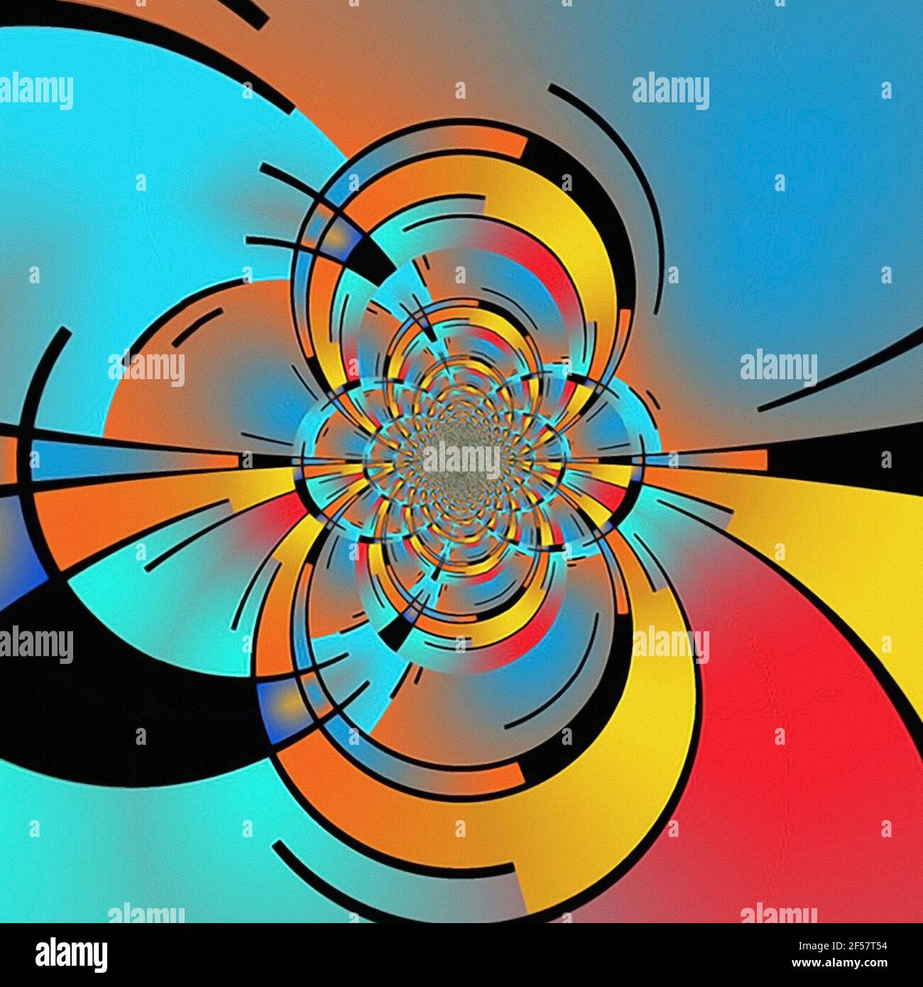 Fractale abstraite de cercles concentriques. Rendu 3D Banque D'Images