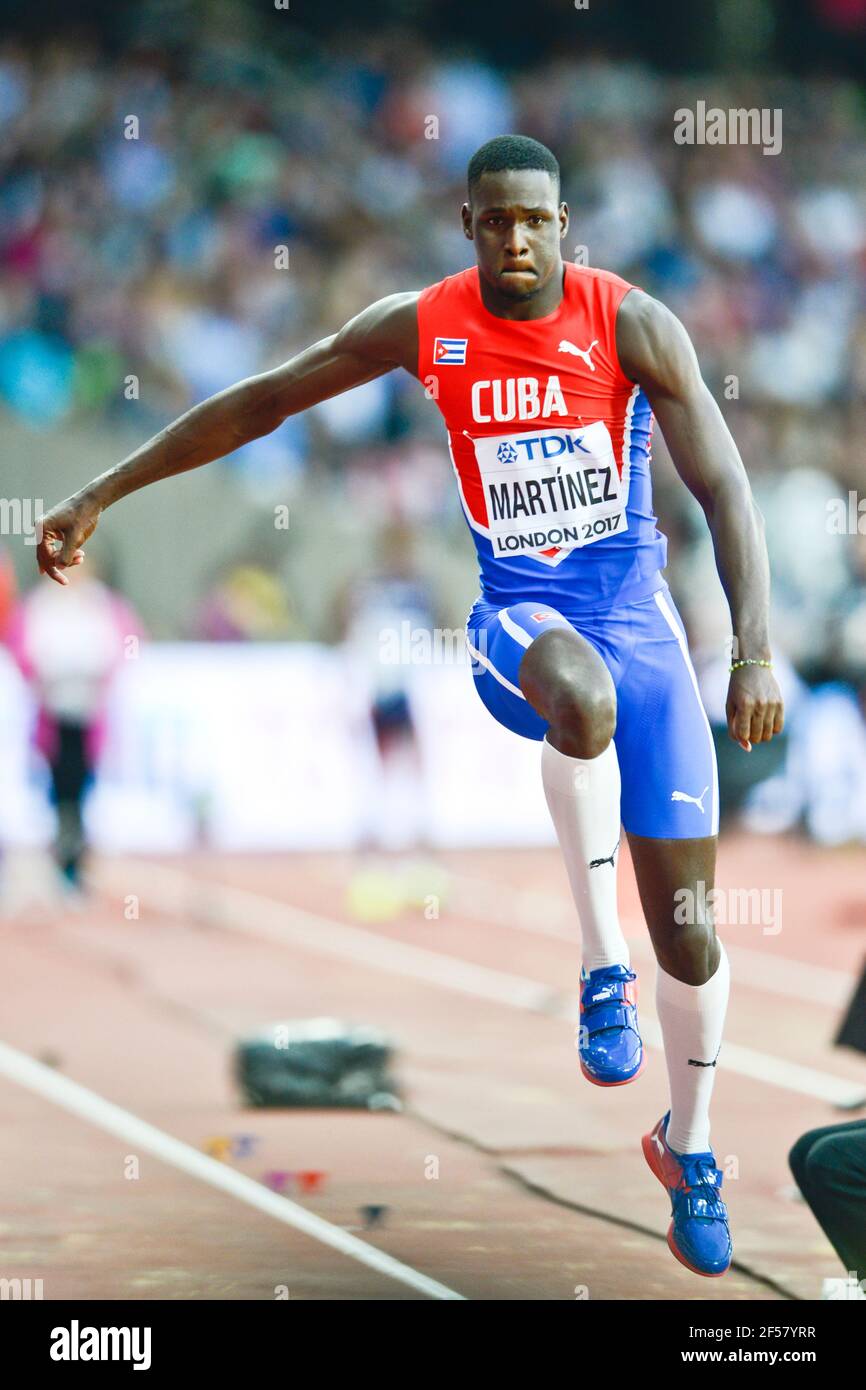 Lázaro Martínez (Cuba). Triple Jump hommes, qualification. Championnats du monde de l'IAAF Londres 2017 Banque D'Images