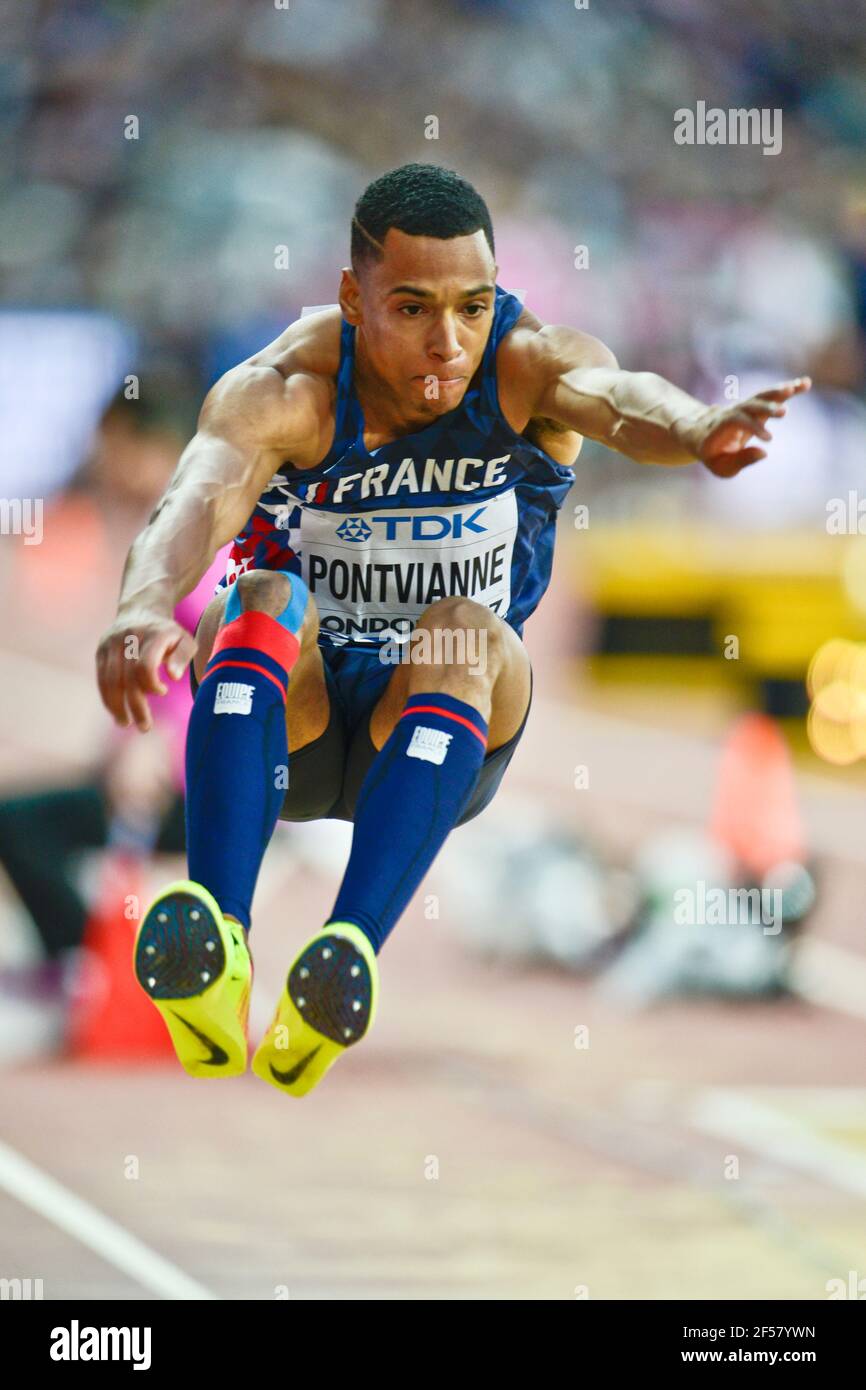 Jean-Marc Pontvianne (France). Triple Jump hommes, qualification. Championnats du monde de l'IAAF Londres 2017 Banque D'Images