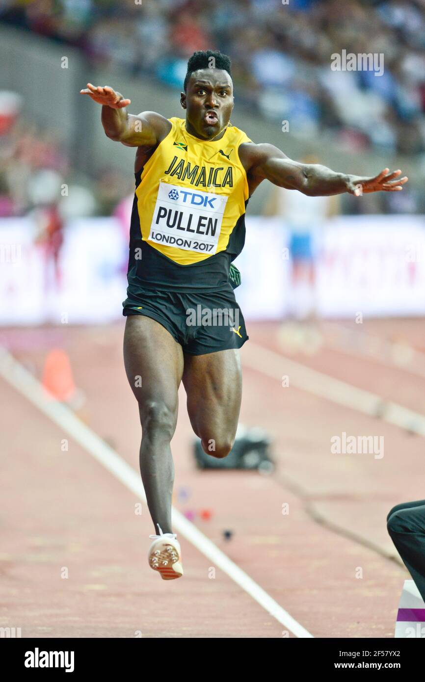 Clive Pullen (Jamaïque). Triple Jump hommes, qualification. Championnats du monde de l'IAAF Londres 2017} Banque D'Images