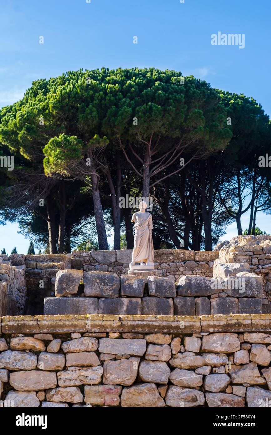 Site archéologique grec / romain d'Ampuries, Gérone, Catalogne, Espagne. Banque D'Images