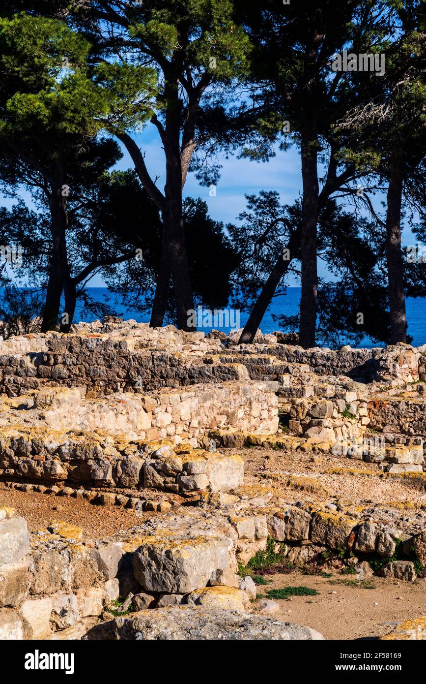 Site archéologique grec / romain d'Ampuries, Gérone, Catalogne, Espagne. Banque D'Images