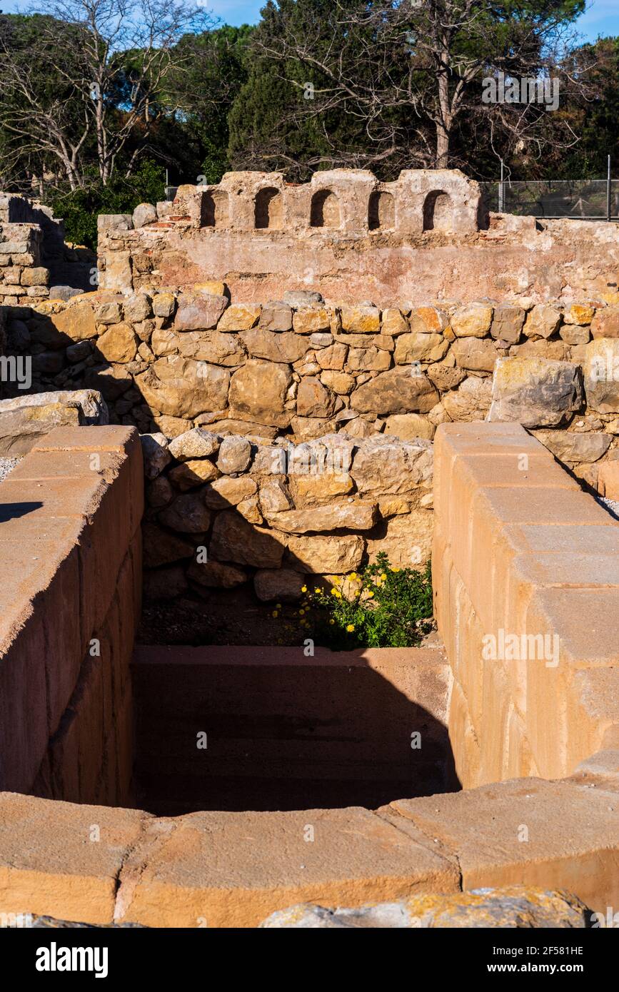 Site archéologique grec / romain d'Ampuries, Gérone, Catalogne, Espagne. Banque D'Images