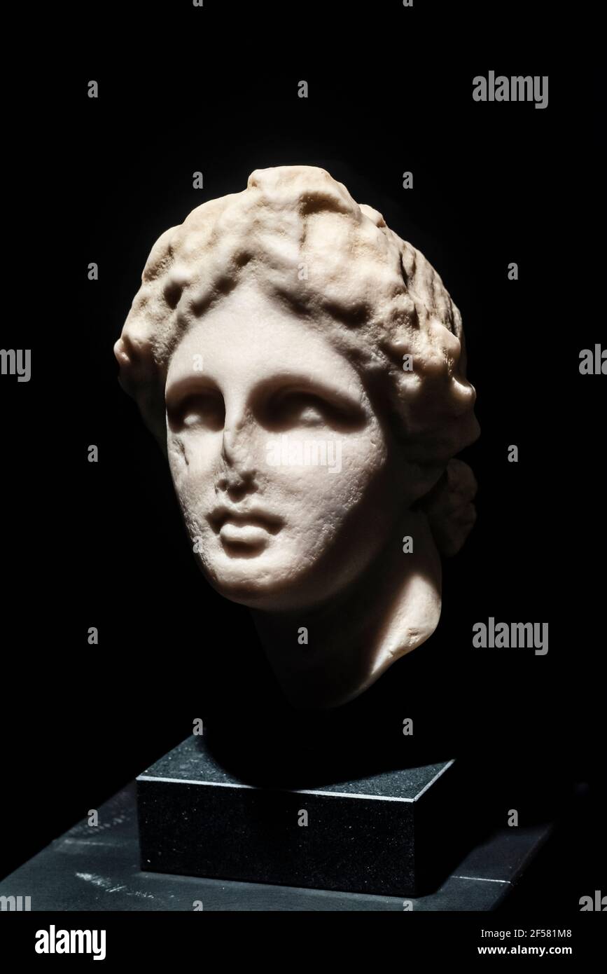Site archéologique grec / romain d'Ampuries, sculpture romaine, Gérone, Catalogne, Espagne. Banque D'Images