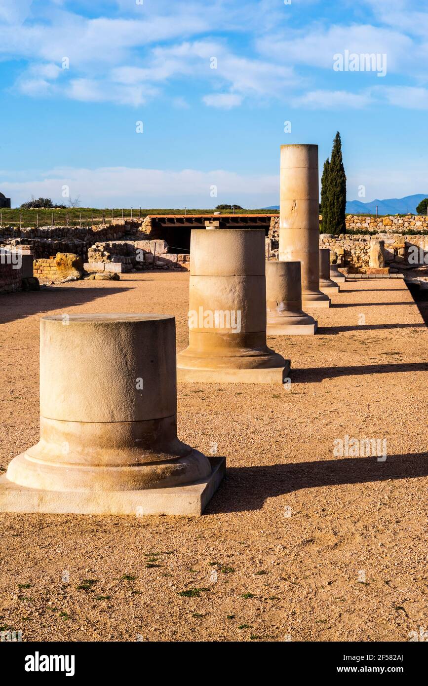 Site archéologique grec / romain d'Ampuries, Gérone, Catalogne, Espagne. Banque D'Images