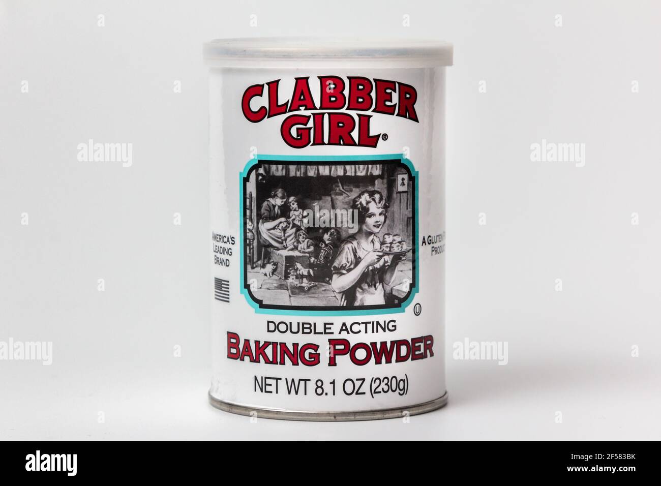 ST. PAUL, MN,USA - 7 MARS 2021 - Clabber Girl Baking Powder container et logo de marque. Banque D'Images