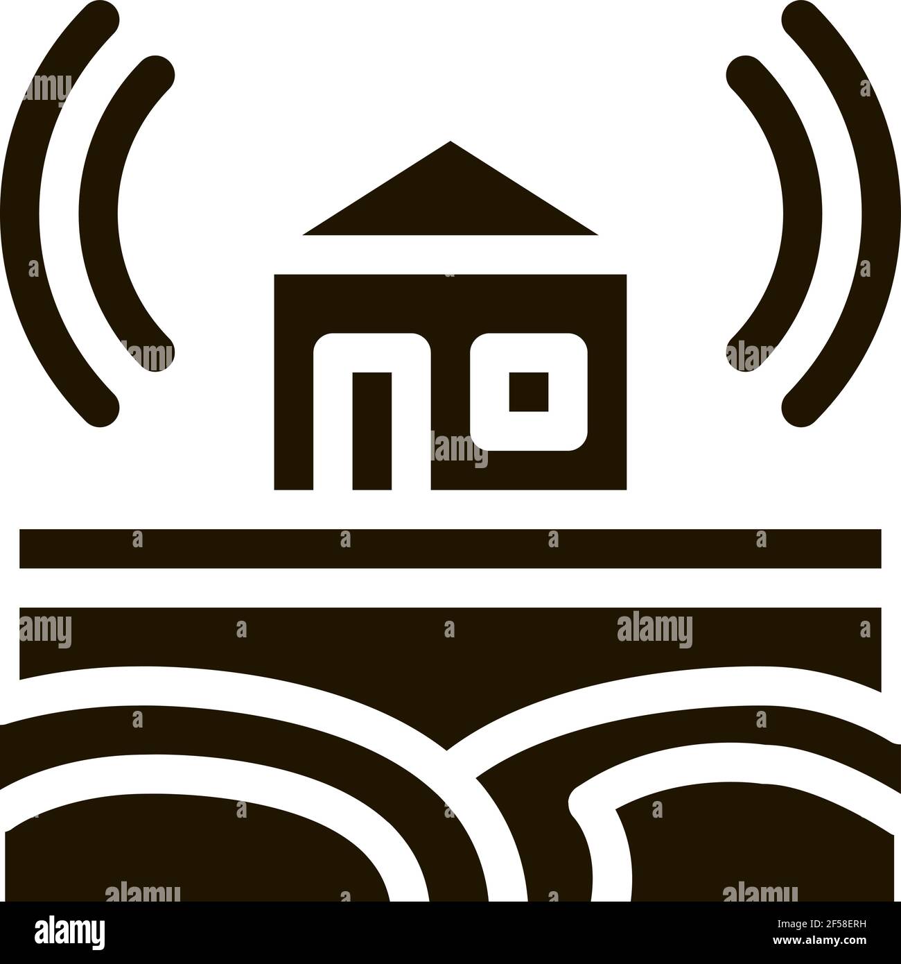 Icône de bâtiment résidentiel à onde sismique Vector Glyph Illustration Illustration de Vecteur