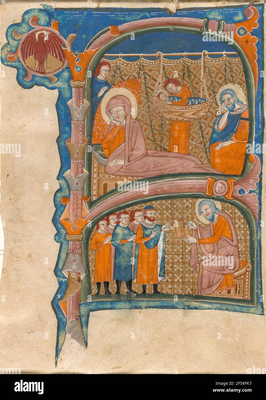 Naissance et dénomination de Jean-Baptiste - fin 13 siècle Banque D'Images