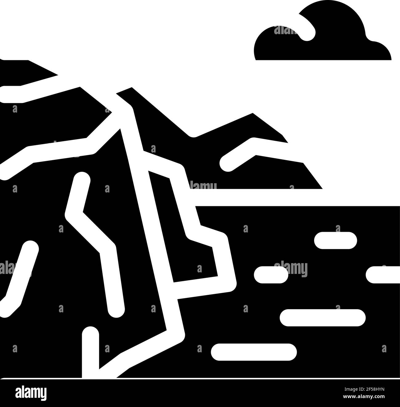 Paysage de montagne près de la mer icône Vector Glyph Illustration Illustration de Vecteur