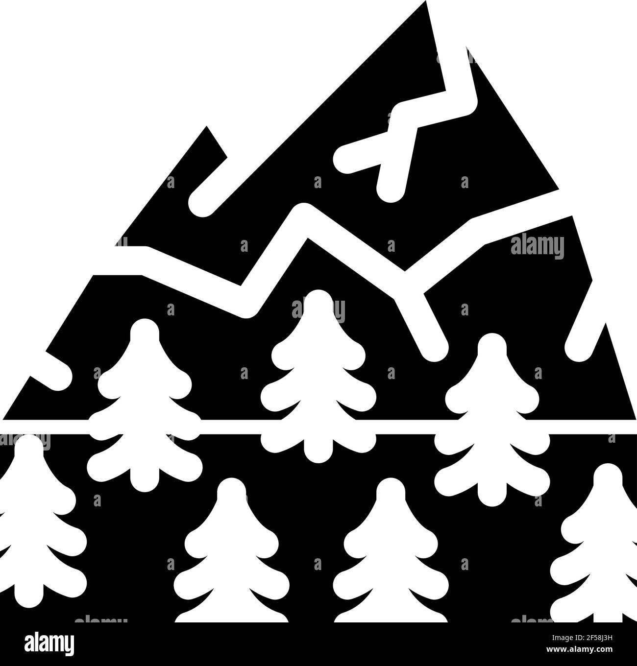 palpe terrestre de montagne avec icône de végétation Vector Glyph Illustration Illustration de Vecteur