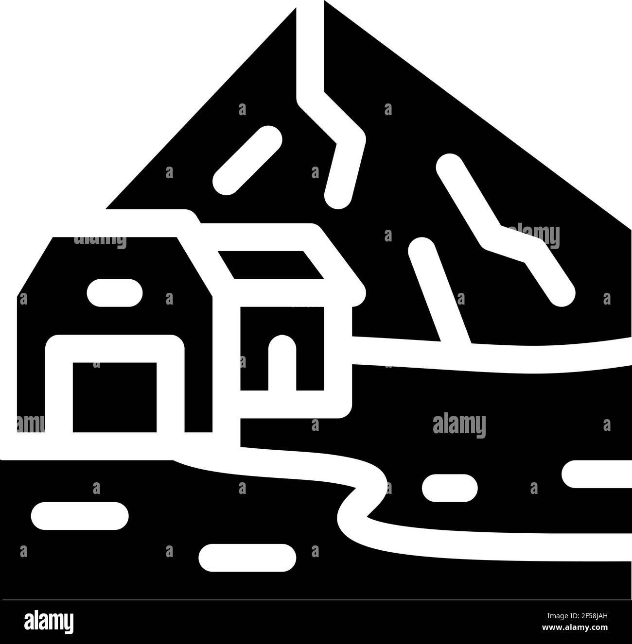 Bâtiments résidentiels dans les hautes terres icône Vector Glyph Illustration Illustration de Vecteur