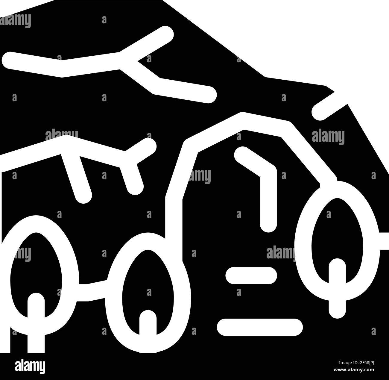 Grotte de montagne au milieu de la forêt icône Vector Glyph Illustration Illustration de Vecteur