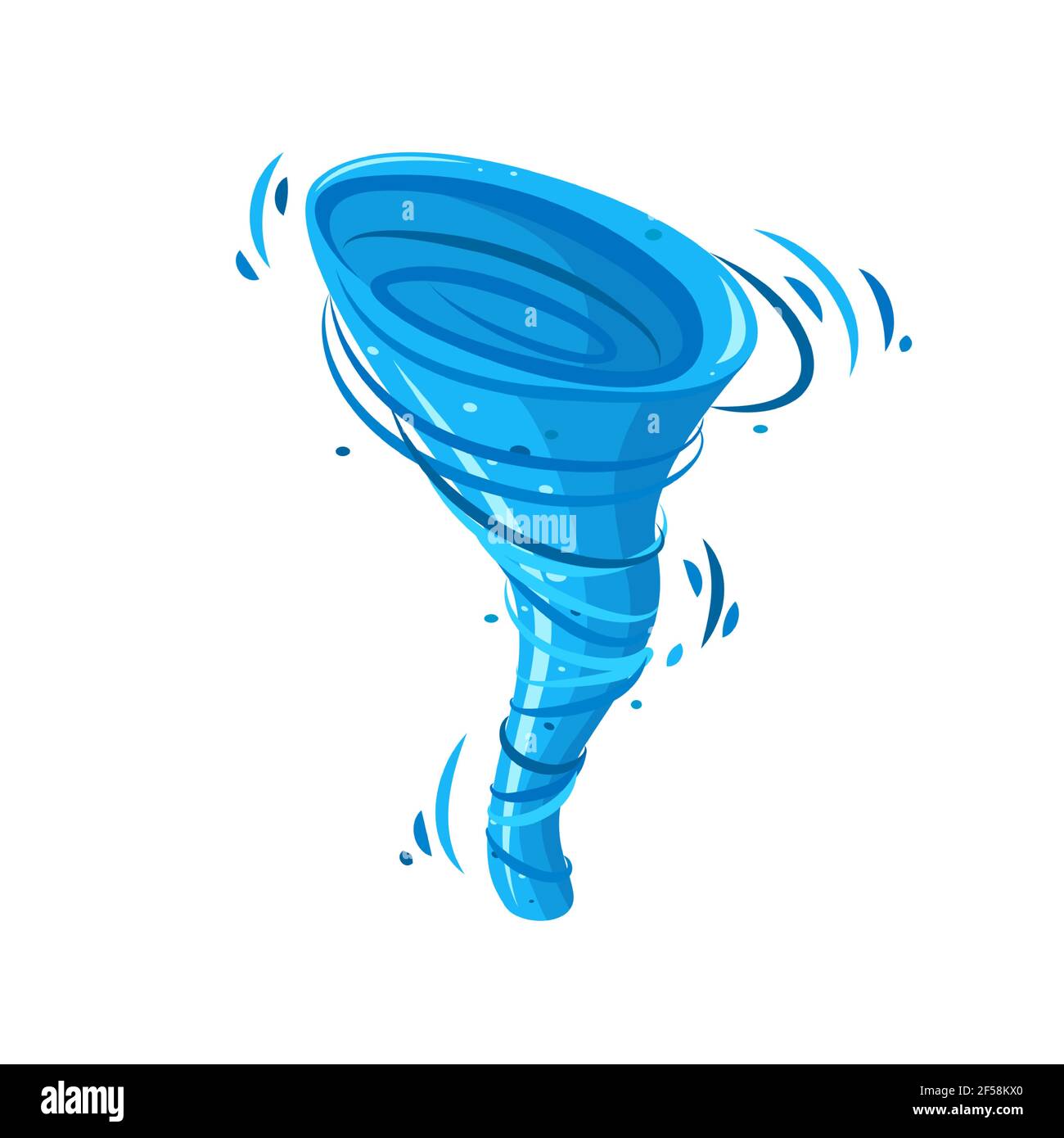 Tempête d'eau. Tourbillon d'eau tourbillonnant de style dessin animé. Illustration vectorielle isolée sur fond blanc Illustration de Vecteur