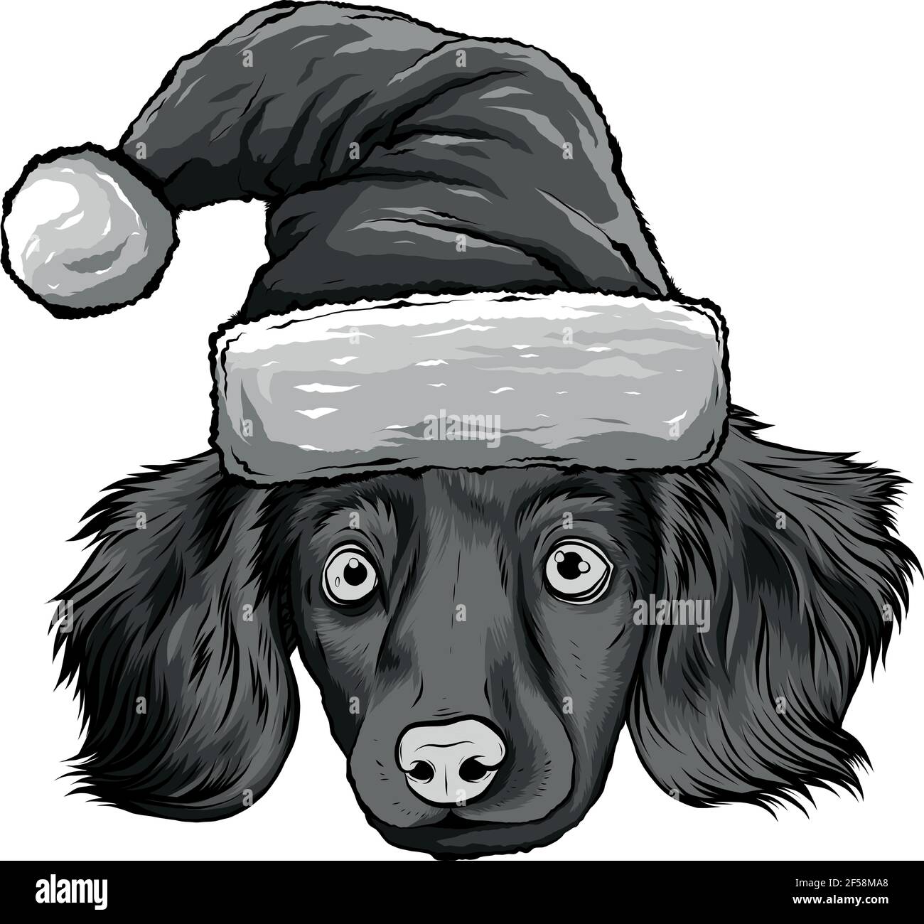 Motif visage de chien avec illustration vectorielle de chapeau de Noël Illustration de Vecteur