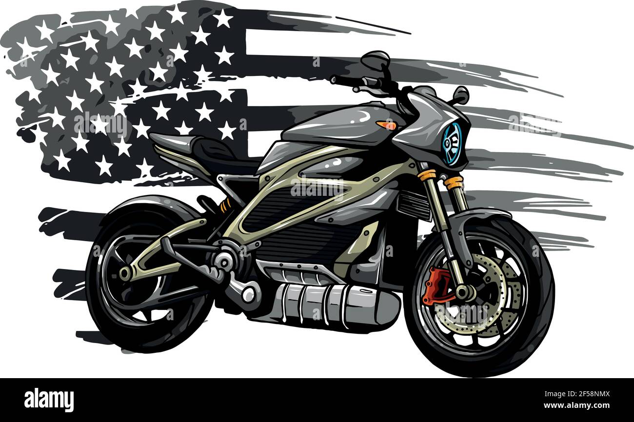 conception de moto avec illustration du vecteur drapeau américain Illustration de Vecteur