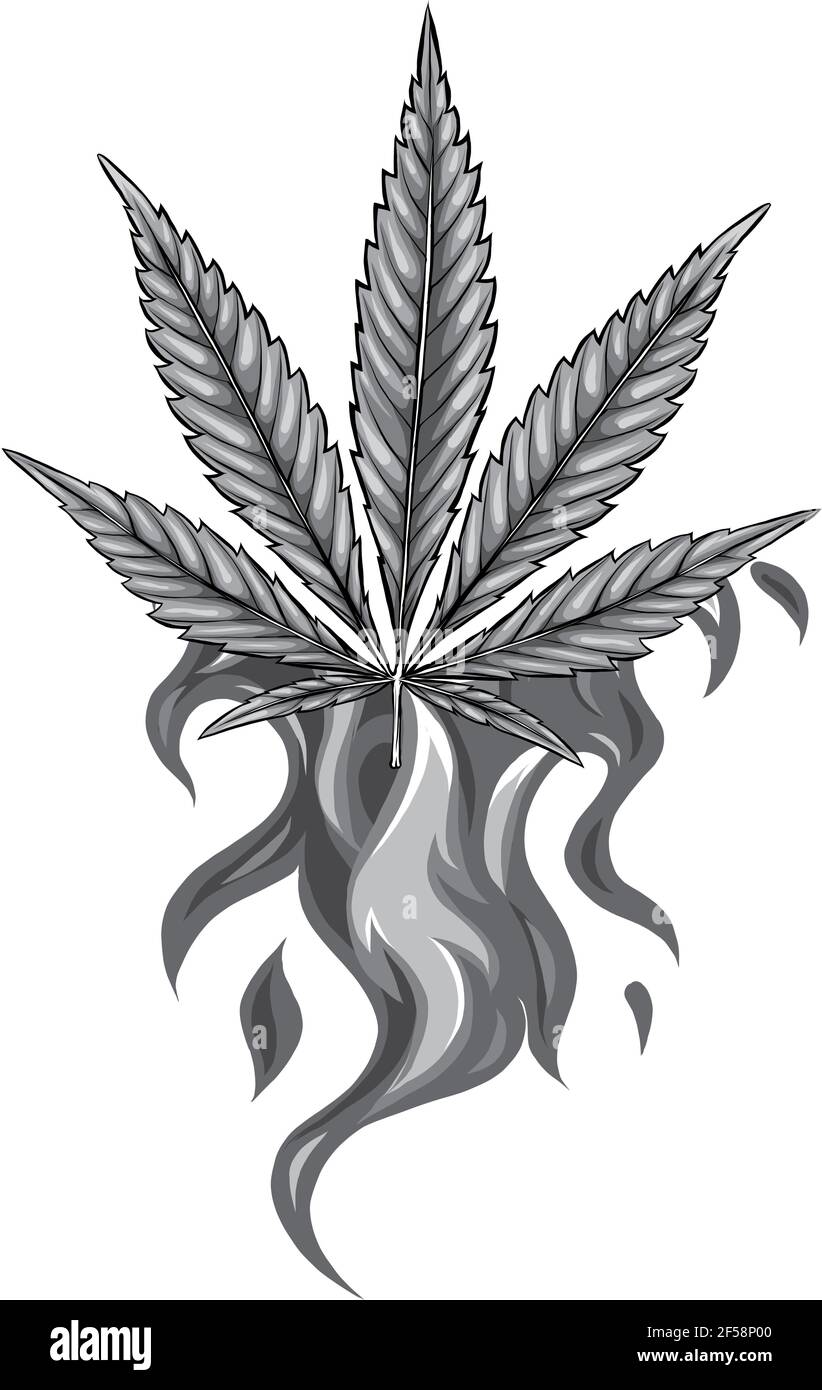 dessin de chanvre feuille à partir de l'illustration du vecteur de flamme rouge Illustration de Vecteur