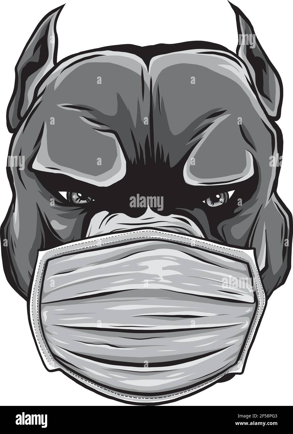 dessin d'un chien avec un masque de protection sur son visage. Illustration de Vecteur