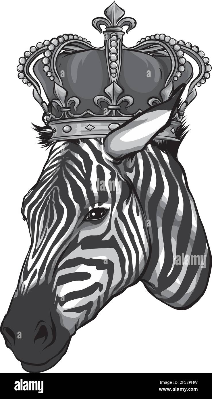 motif zèbre mignon porter une illustration représentant une couronne Illustration de Vecteur