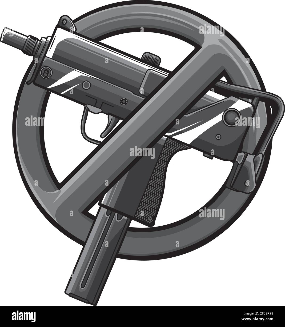 dessin de l'illustration vectorielle aucune arme à feu ou arme à feu n'est autorisée Illustration de Vecteur