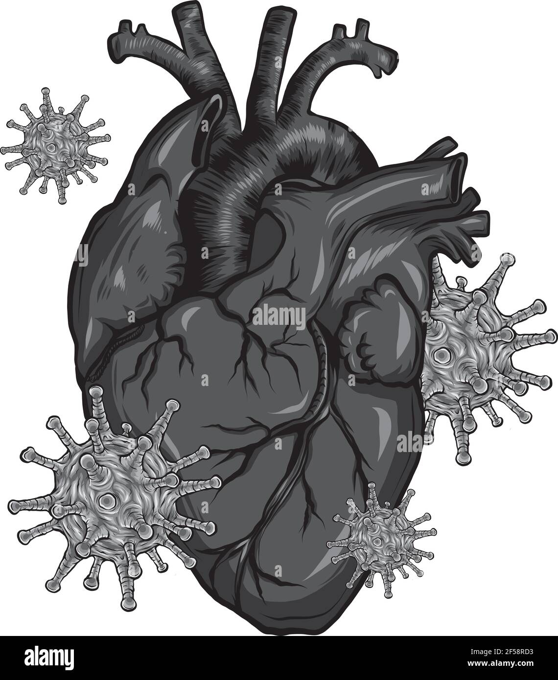 conception du virus infecter une illustration du vecteur cardiaque humain Illustration de Vecteur