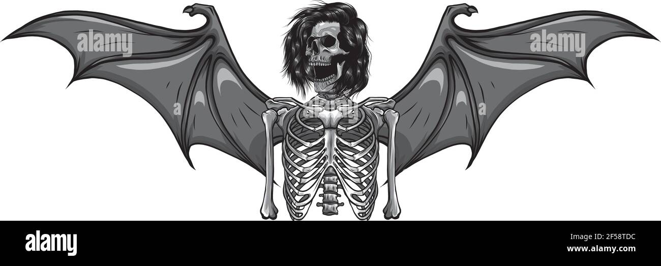 conception du squelette humain avec illustration vectorielle des ailes de chauve-souris Illustration de Vecteur