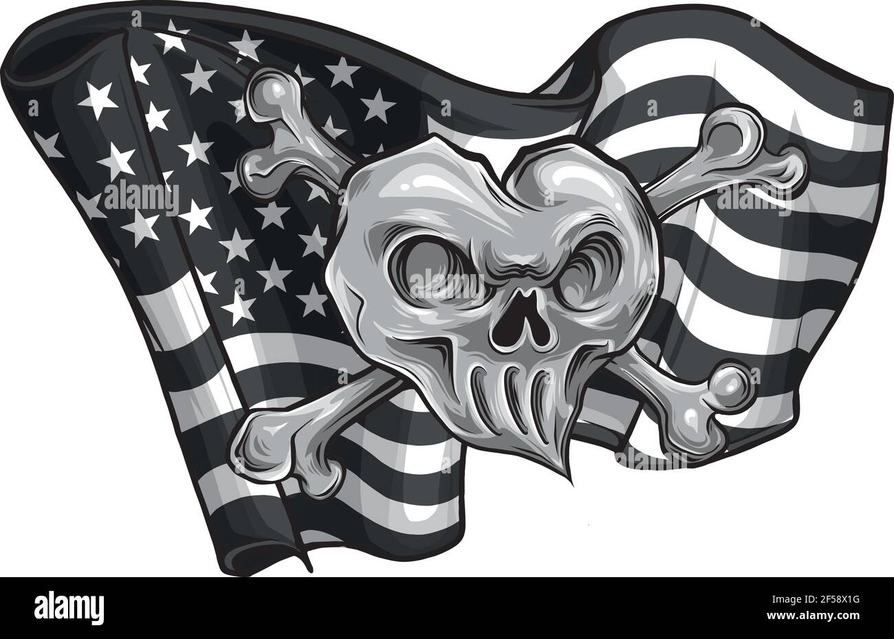 Conception de crâne et drapeau usa. Illustration vectorielle. Illustration de Vecteur