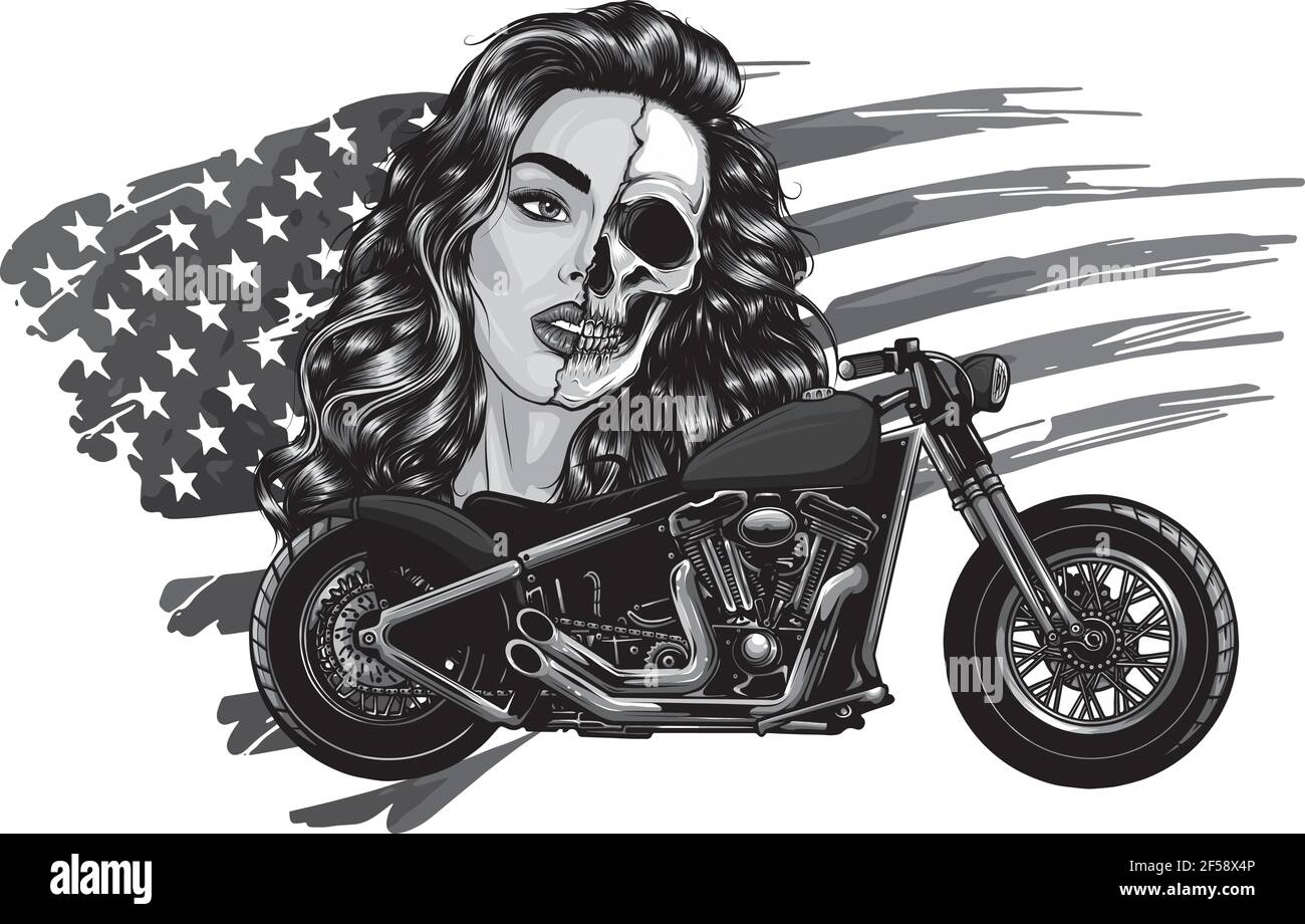 Balade femme moto Banque d'images noir et blanc - Alamy
