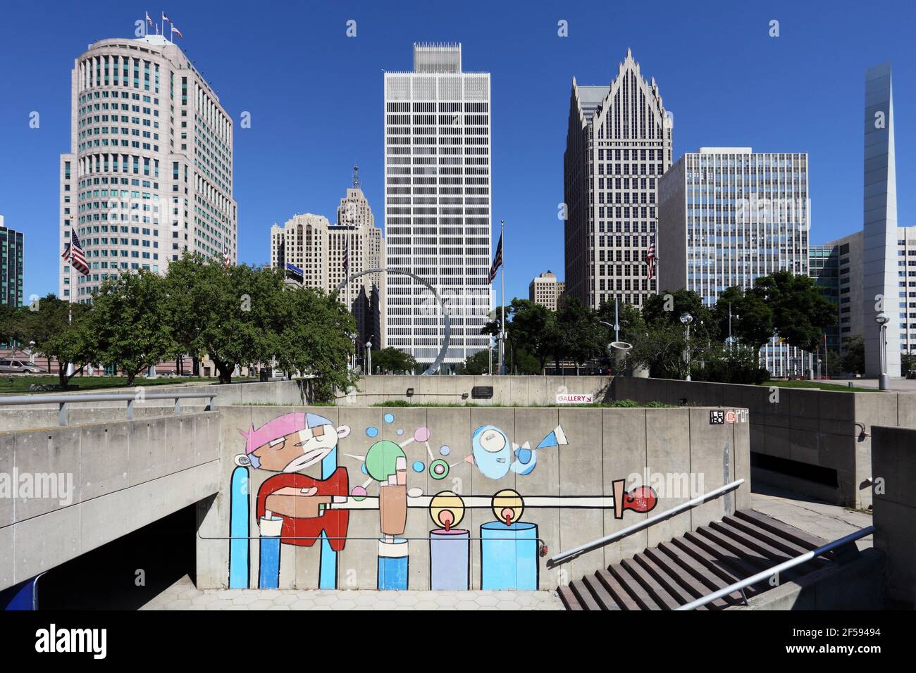 Géographie / Voyage, Etats-Unis, Michigan, Detroit, Hart Plaza, Remorquage vers le bas, droits supplémentaires-autorisation-Info-non disponible Banque D'Images