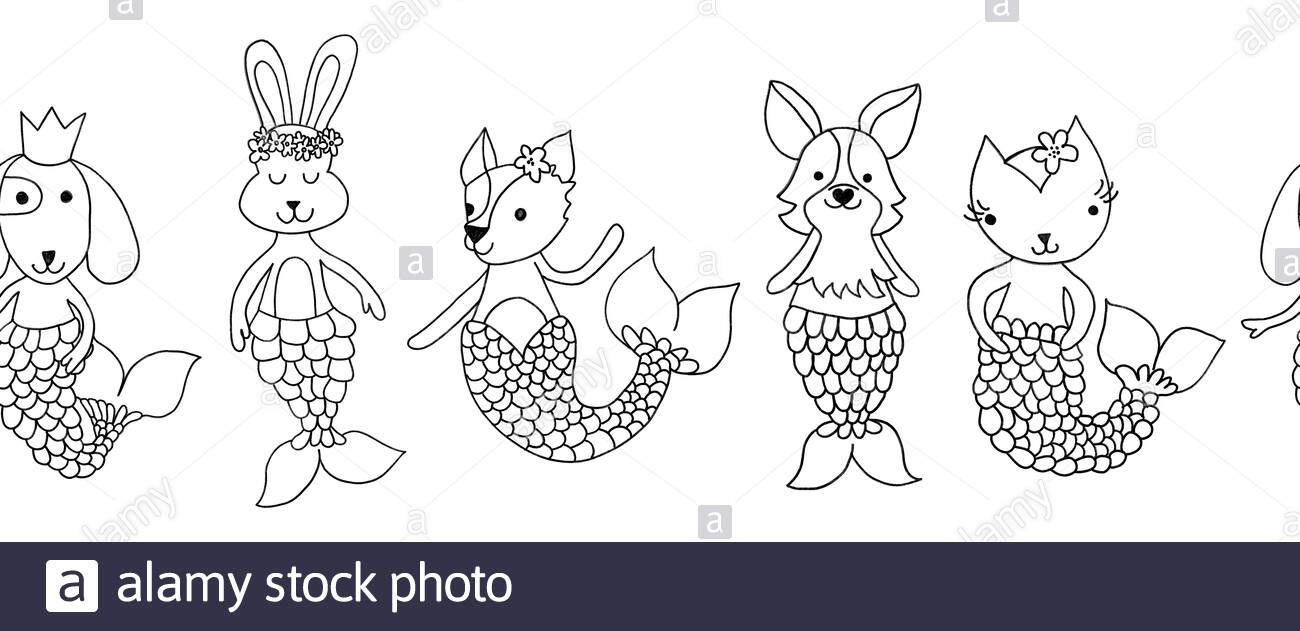 Coloriage Sirene Banque D Image Et Photos Alamy