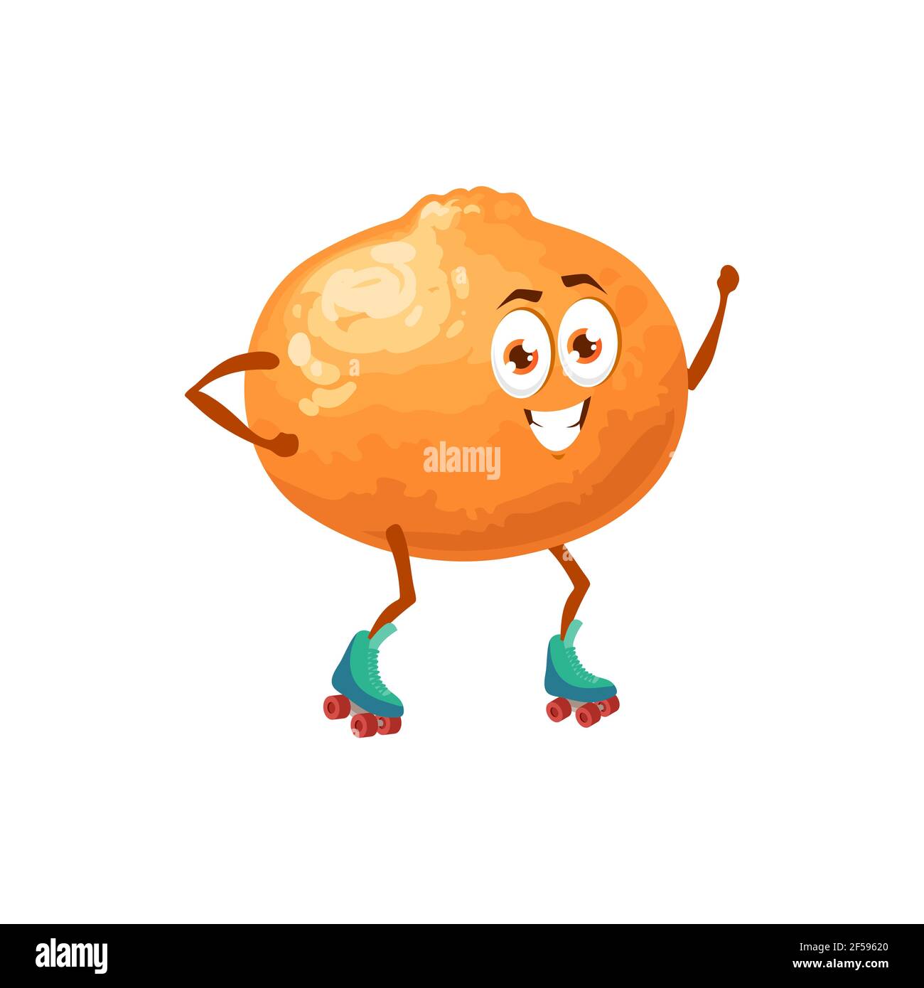 Patins à roulettes orange, personnage de dessin animé Illustration de Vecteur