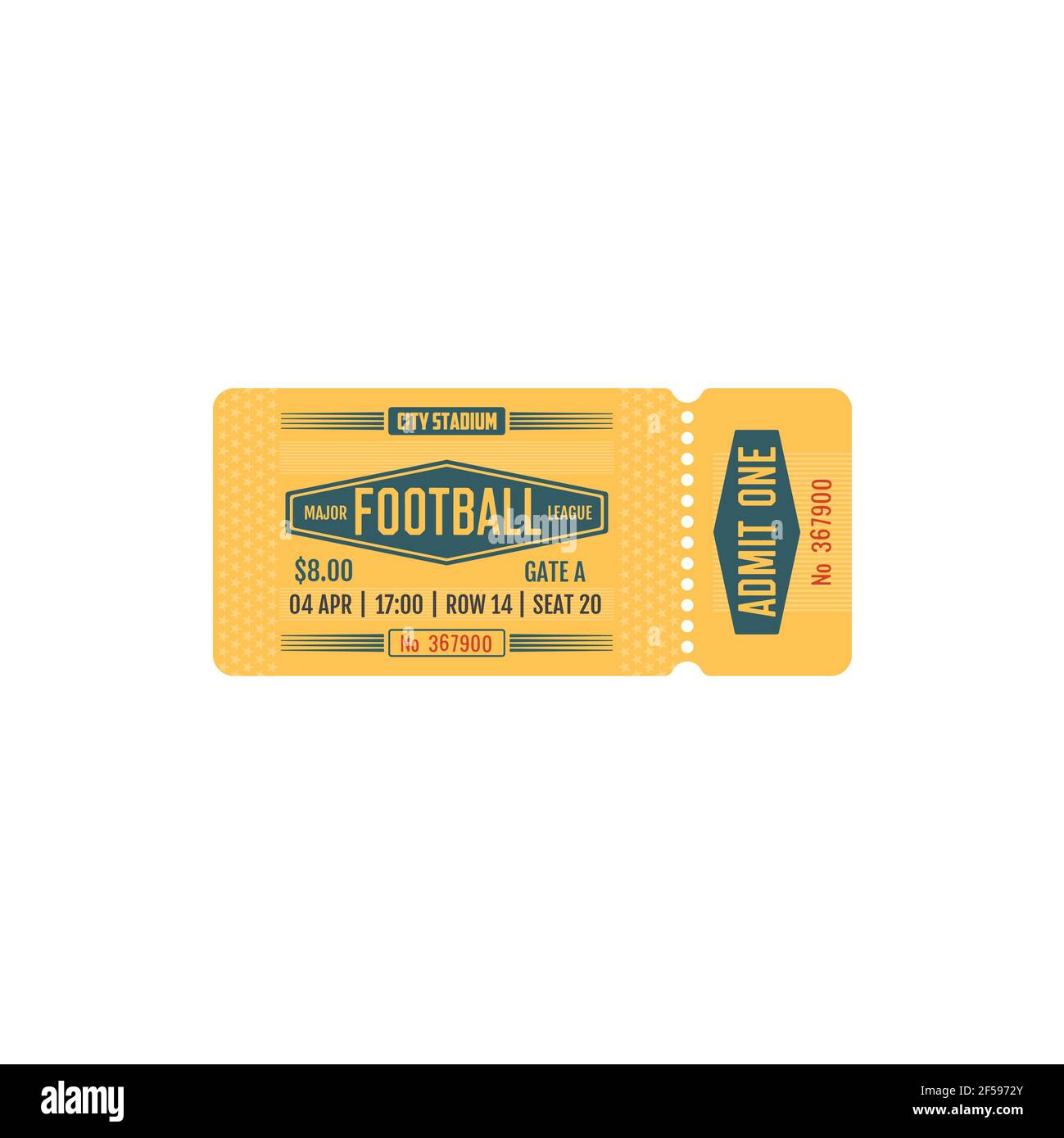 Billet de football, match de la ligue majeure, carte vectorielle Illustration de Vecteur