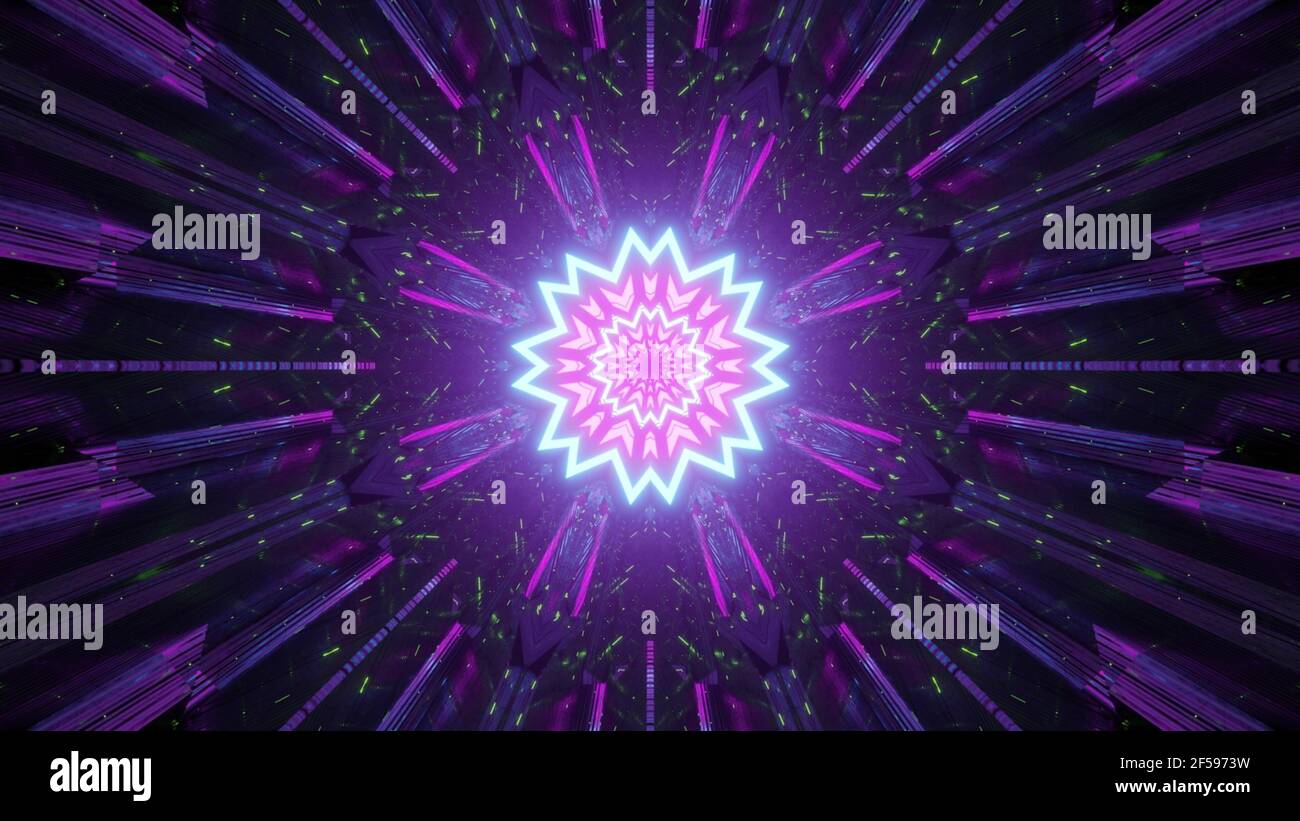 Tunnel UHD 4K avec illustration 3d à rayures luminescentes Banque D'Images