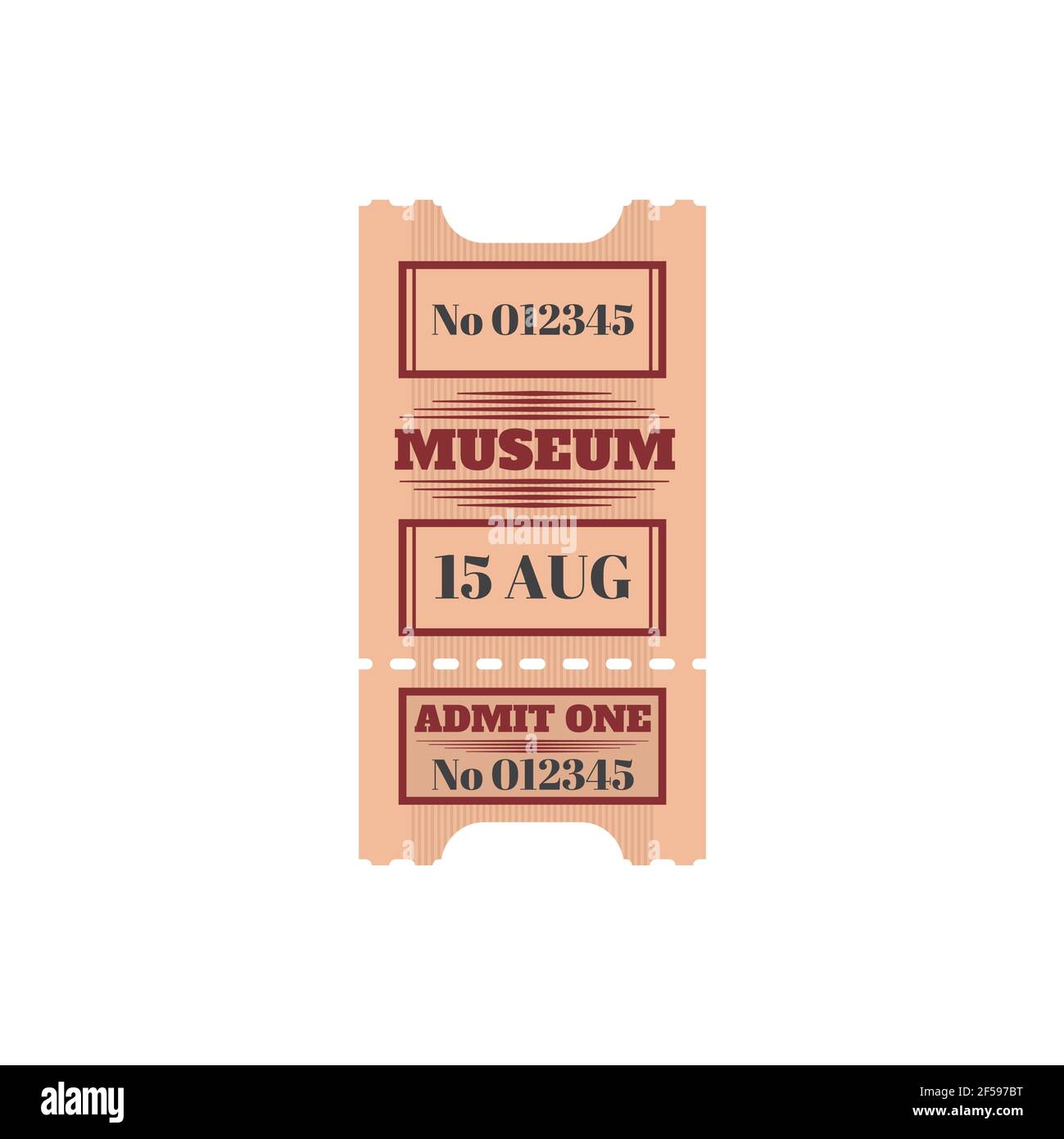 Billet d'entrée au musée isolé, une carte d'entrée Illustration de Vecteur