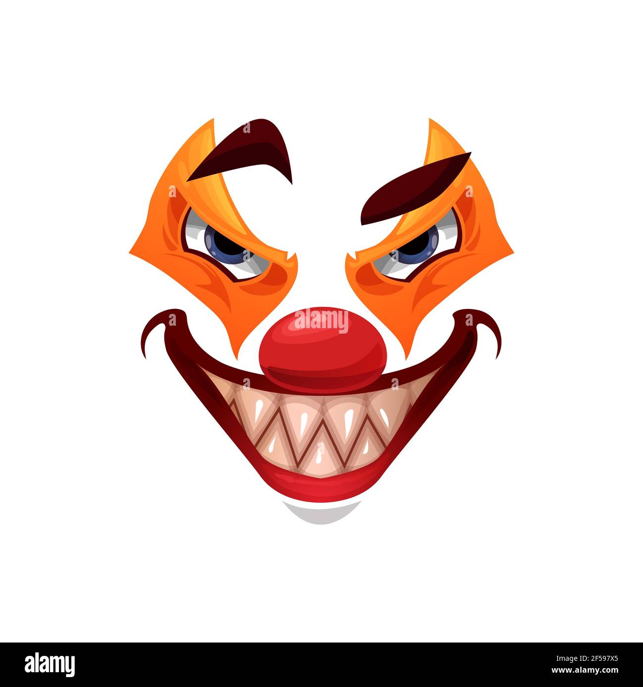 Icône vecteur visage clown effrayant, funster Halloween Illustration de Vecteur