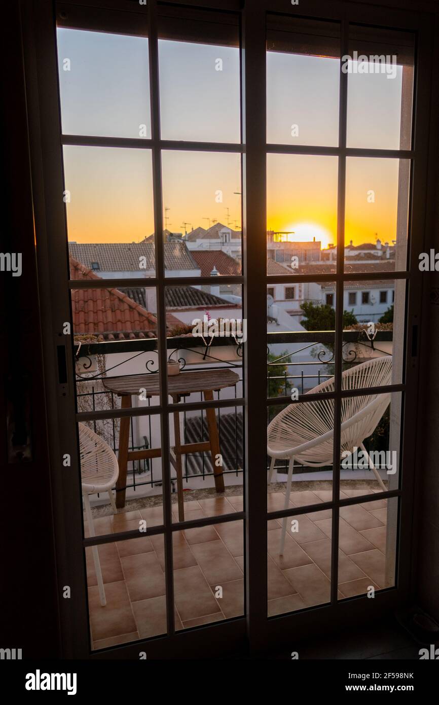 Couchers de soleil sur Tavira, Algarve, Portugal Banque D'Images